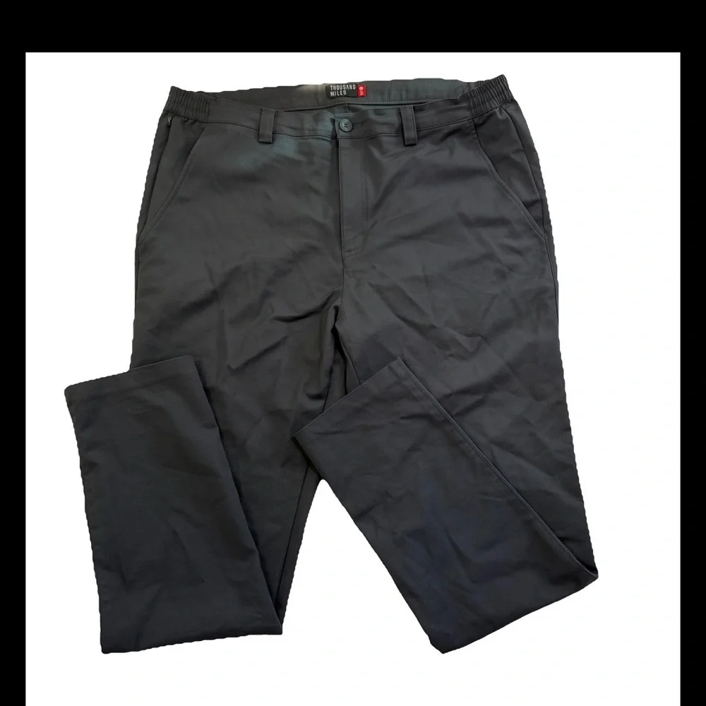 Thousand Miles Pants Men Black Chino Stretch Performance Golf Size Medium 38x32